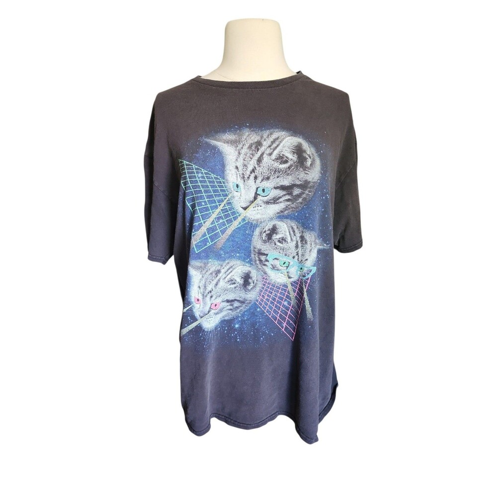 Vintage 90s Delta Pro Weight Cosmic Beam Kitties Womens L Black Outer Space Cats